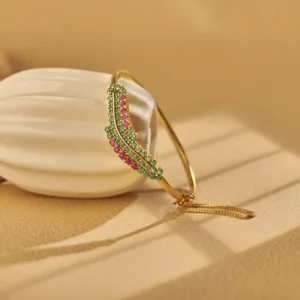 Exquisite Vibrant Ruby and Emerald Bangle