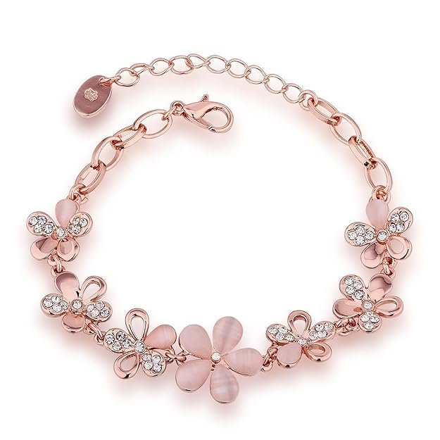 Stylish Rose Gold Plated Crystal Bracelet Bangle Jewellery for Girls