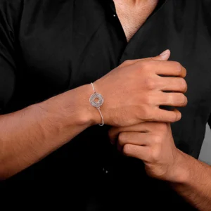 Silver Circular Pattern Bracelet Rakhi
