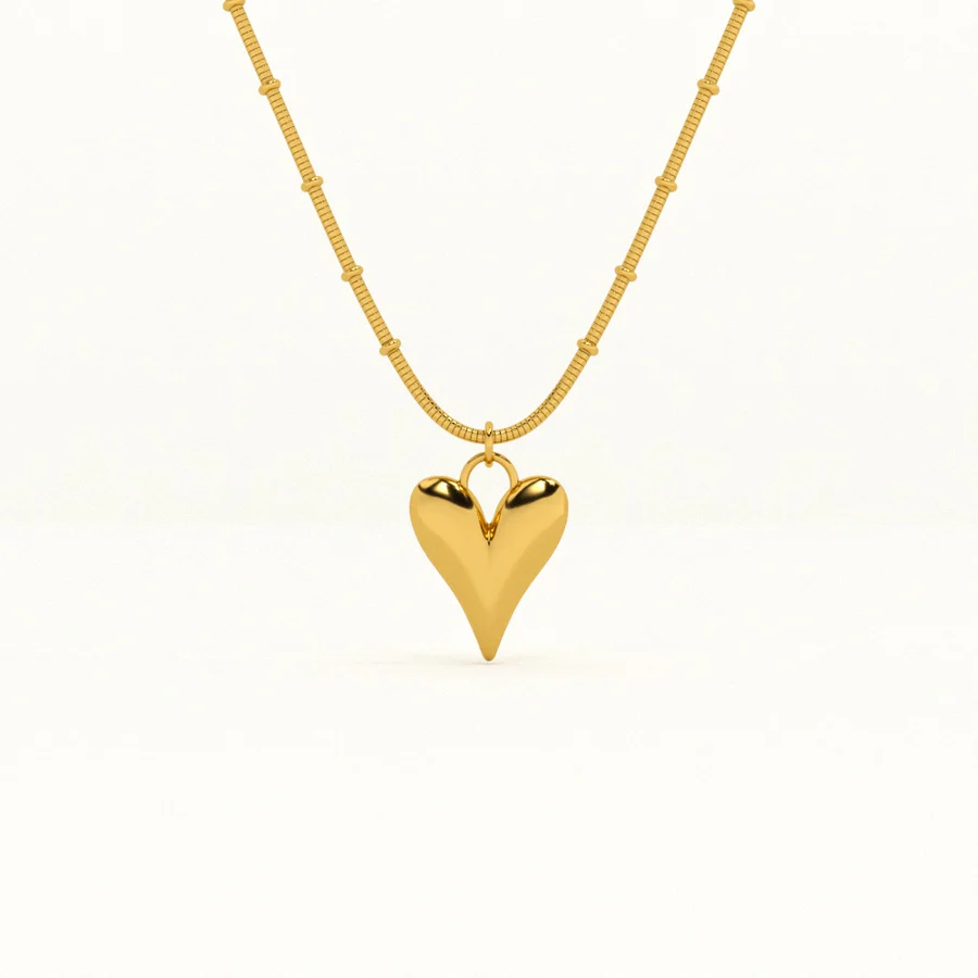 Heart Ball Chain Pendant Necklace
