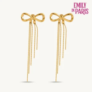 Gold Bow and Tassel Dangler Earrings