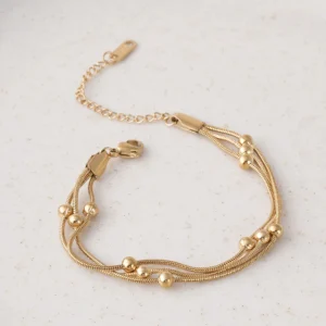 Gold Chain Bracelet with Beads