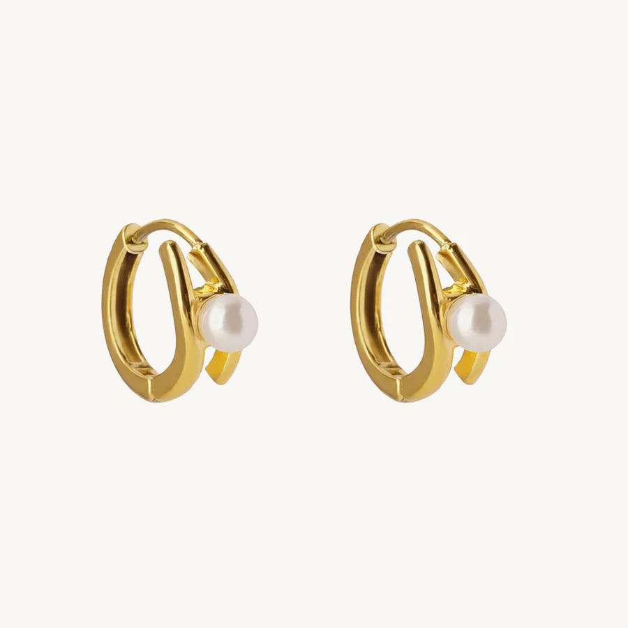Pearl Axis Hoop Earrings For Office