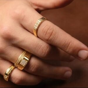 Men Gold Plated Rings Set